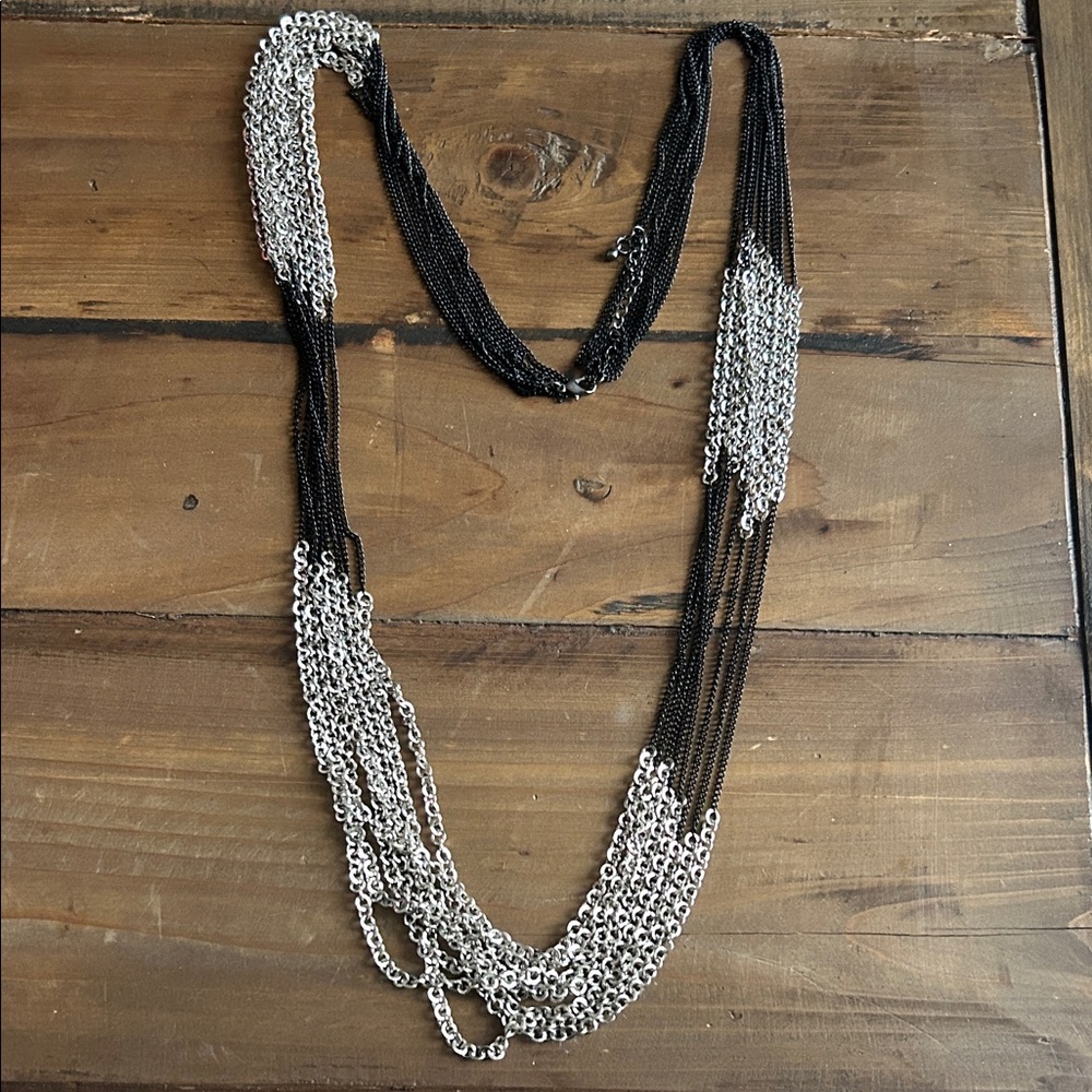 Elegant Black and Silver Layered Necklace